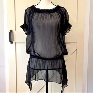 Sheer Drop Waist Tunic -Swim Suit Cover Up